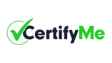 CertifyMe logo with green checkmark and dark blue and green text on white background