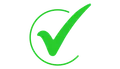 Green check mark inside a partial green circle on a white background.