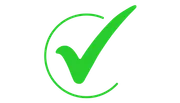 Green check mark inside a partial green circle on a white background.