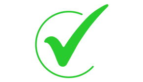 Green check mark inside a partial green circle on a white background
